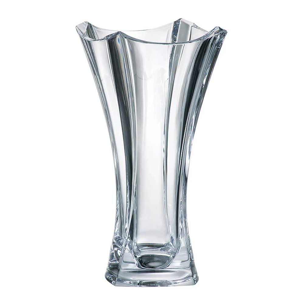 Bohemia Crystal Colloseum Vase, 305mm tall, clear glass with intricate design, elegant decorative piece.