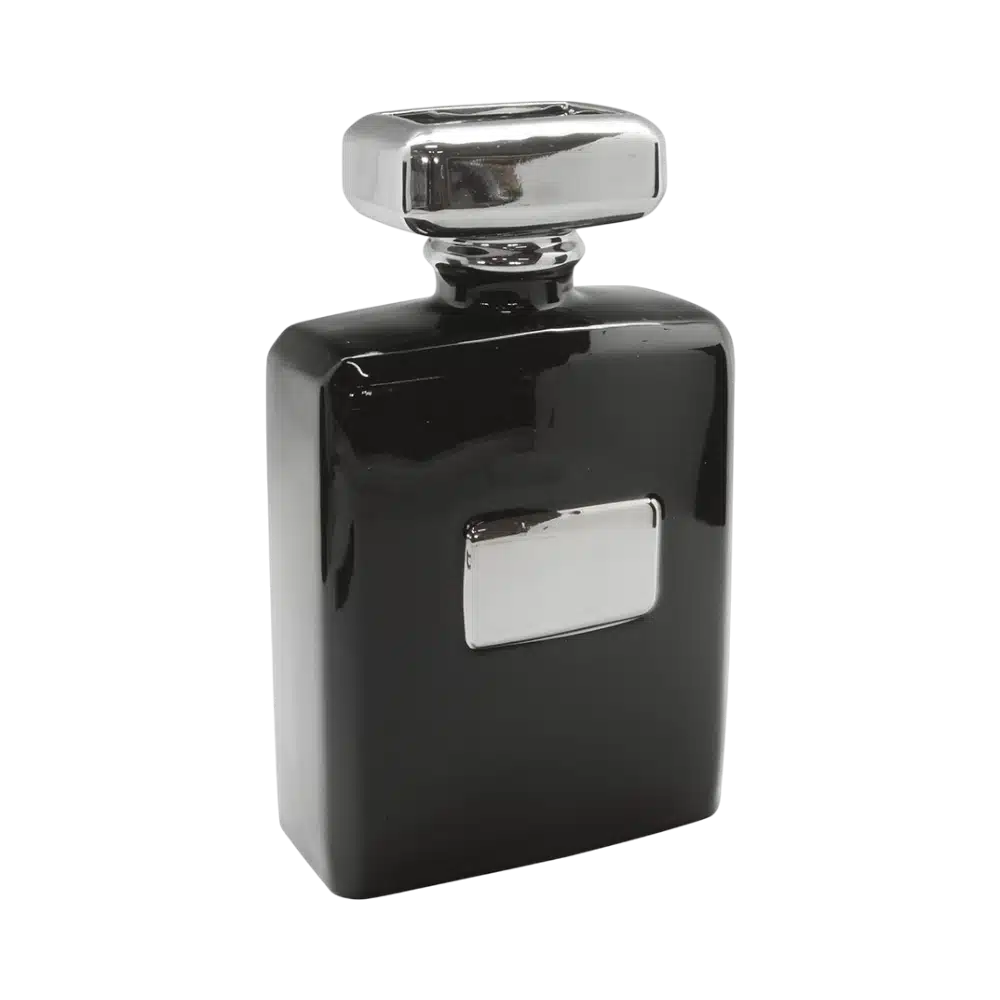 Black Gilde Milano ceramics vase, 22cm tall, with a sleek, modern design and smooth finish, ideal for stylish home decor.