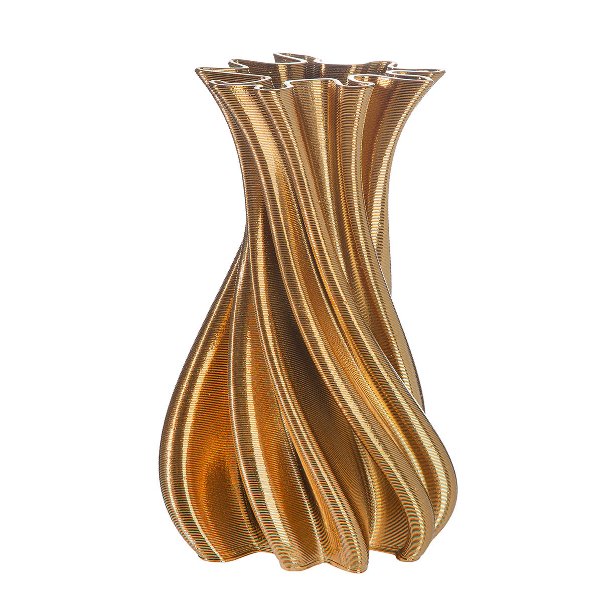 Gilde Fold Ceramics Gold Vase, 24.5cm tall, with a sleek, modern design and a shiny gold finish.