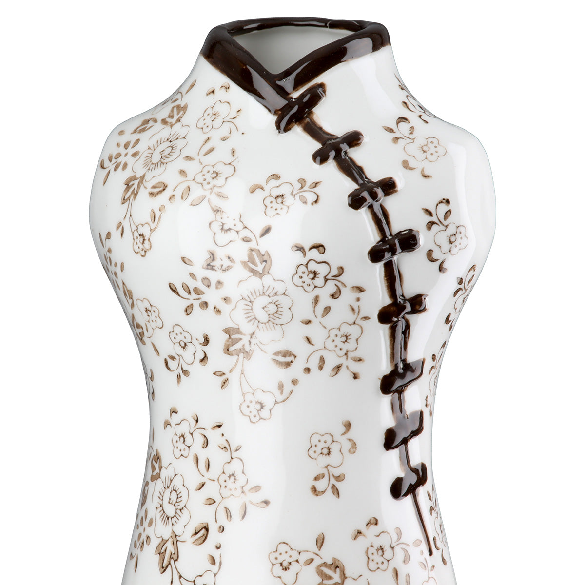 White Gilde ceramic vase with Sakura flower motif, 24cm tall, featuring a vase dress design with floral detailing.