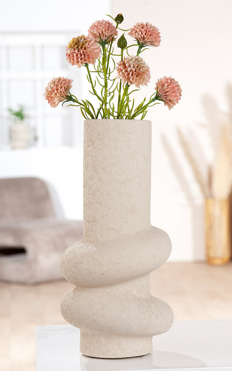 Light gray ceramic Gilde vase ring with a 31cm height, featuring a modern, curved design perfect for contemporary home decor.