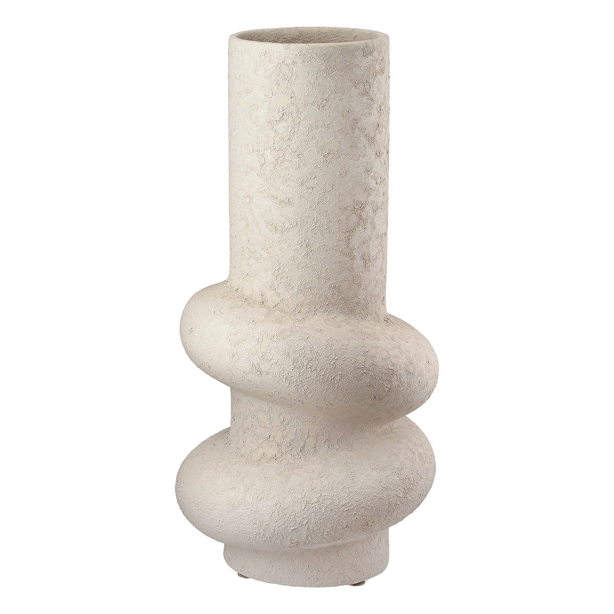 Light gray ceramic Gilde Vase Ring, 31cm tall, with smooth finish and modern design, perfect for decorative floral arrangements.