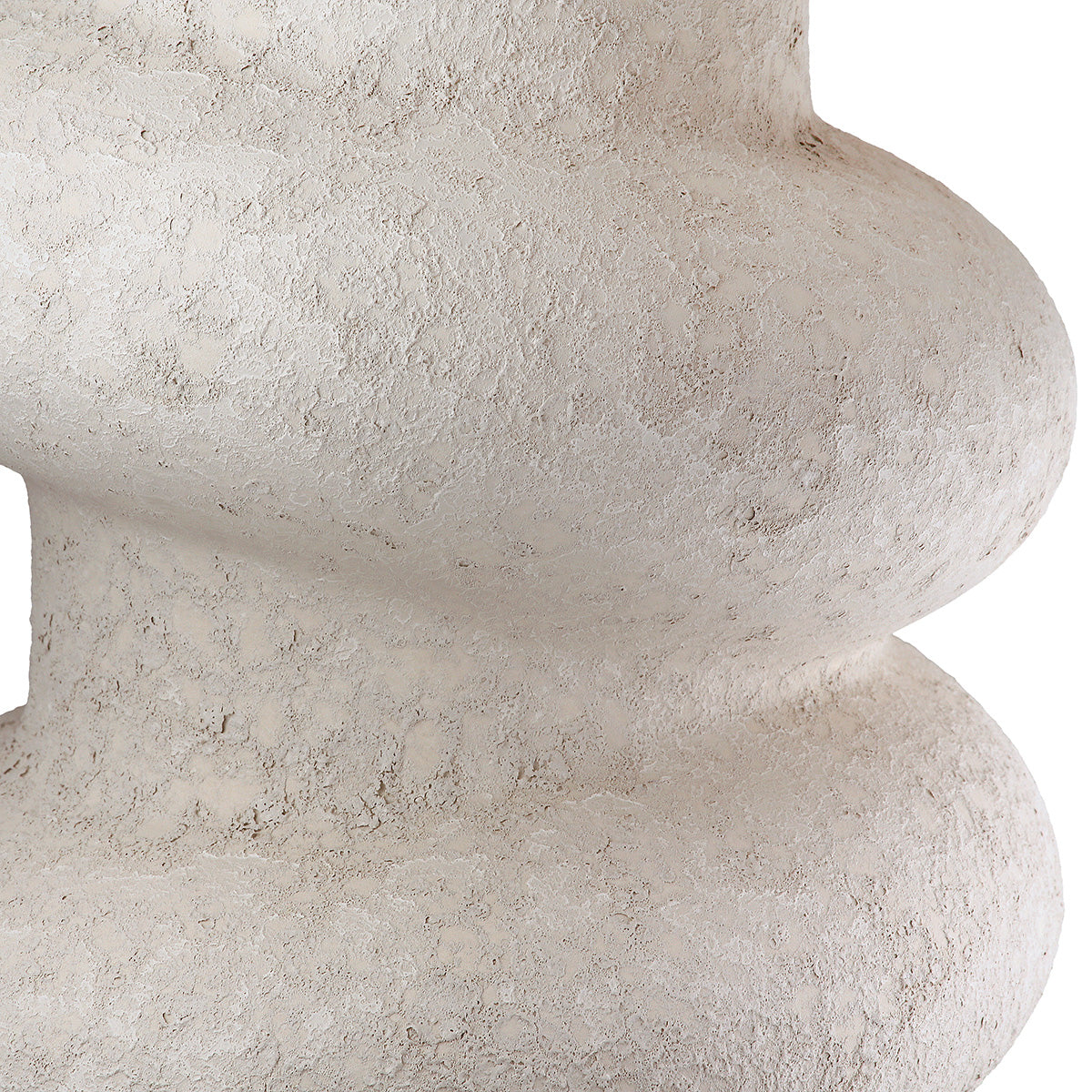Light gray Gilde ceramic vase with ring design, 31cm tall, featuring a modern, smooth finish and elegant shape.