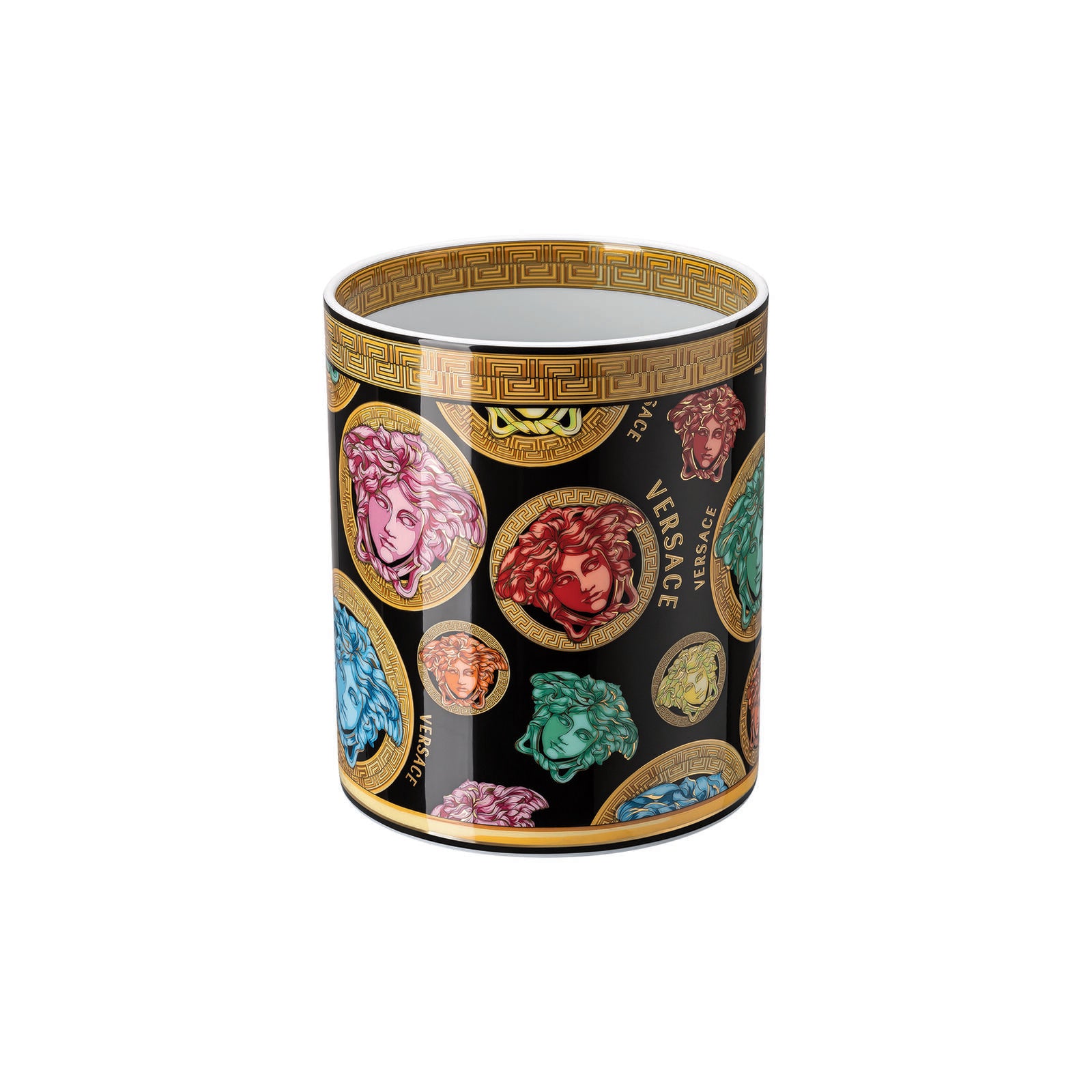 Versace Medusa Amplified vase, 18cm tall, featuring intricate design and luxurious gold accents, perfect for elegant home decor
