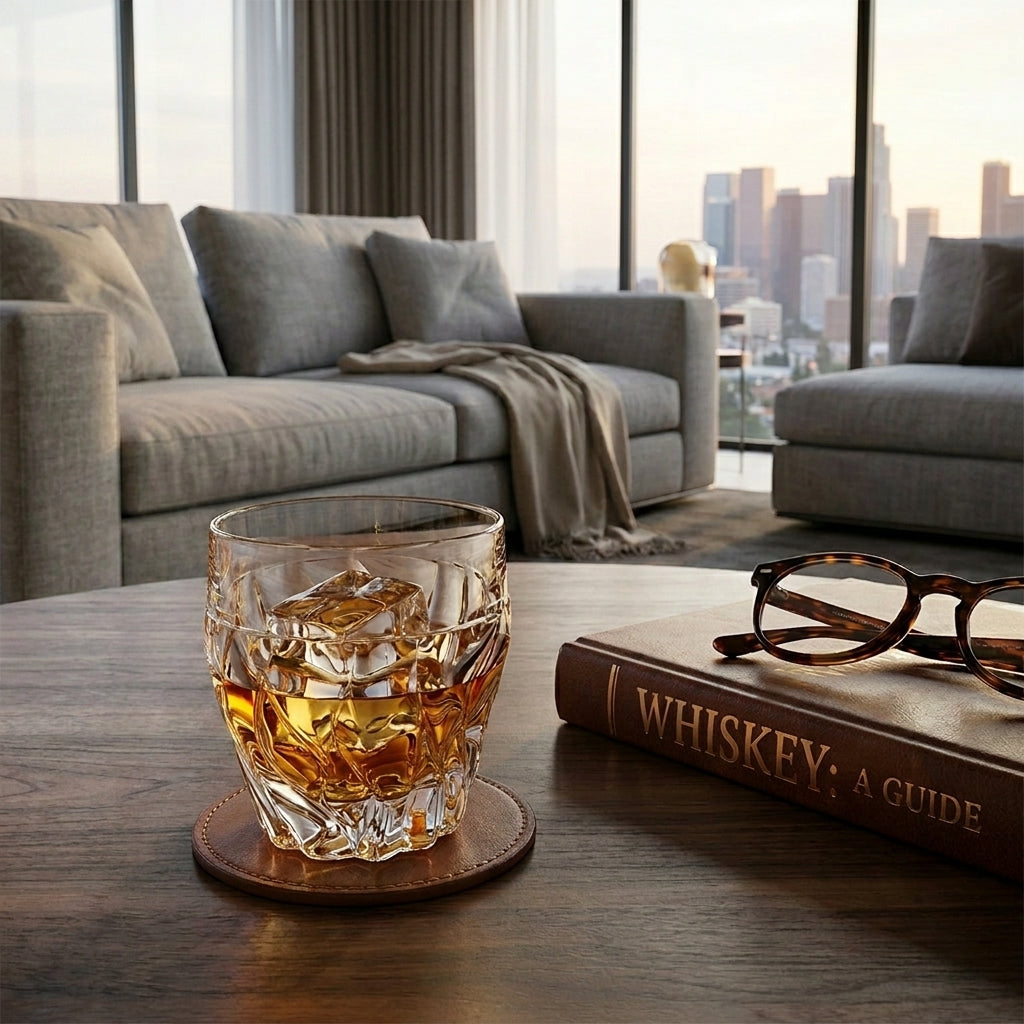 Set of six Bohemia Crystal DOF tumblers with bamboo design, 350ml capacity, clear glass, perfect for beverages.