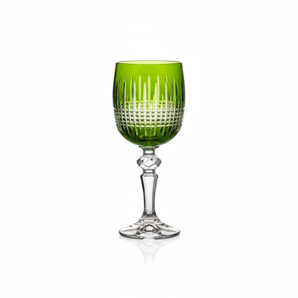 Green Kolglass Julia wine glass 200ml with a sleek design, perfect for serving wine in elegant style.