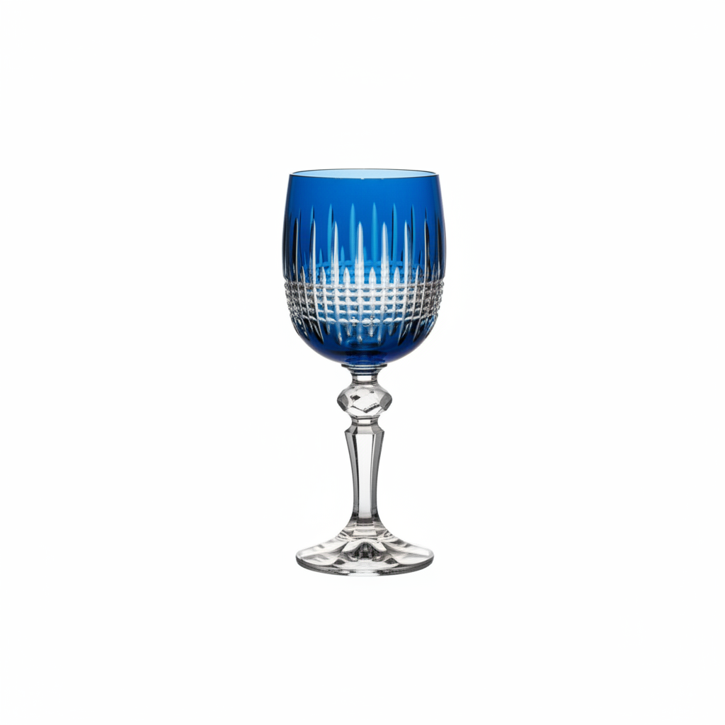 Blue Kolglass Julia wine glass with 200ml capacity, featuring a sleek design and clear glass material.