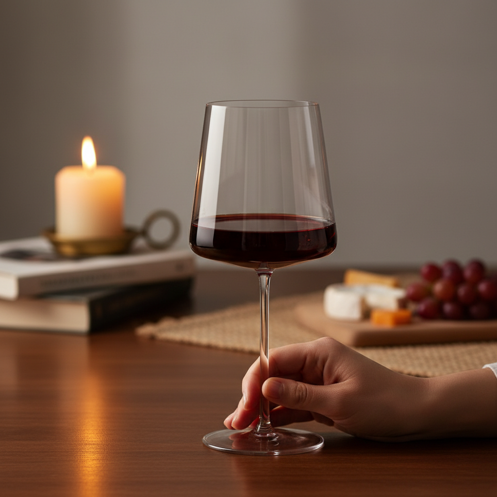 Set of six Bohemia Crystal Bohemia Red Wine Ray 450ml glasses with elegant design and clear glass construction.