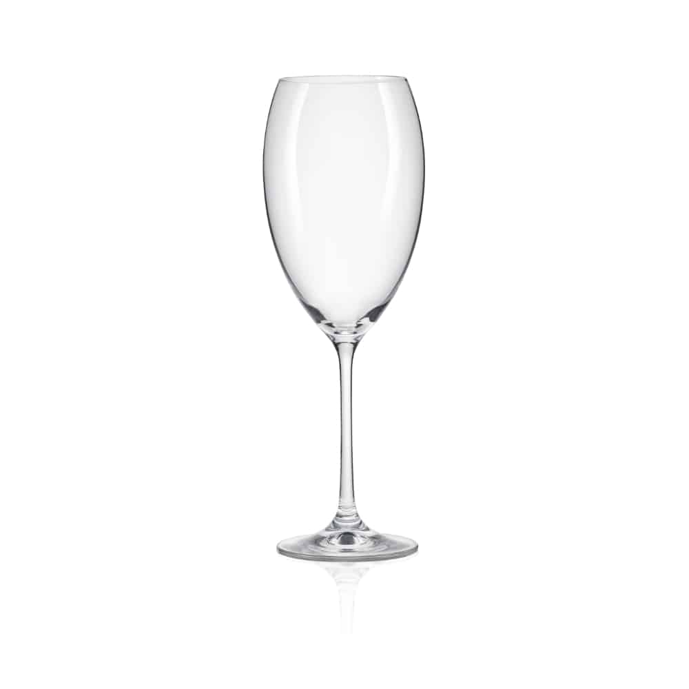 Set of two Bohemia Crystal Grandioso red wine glasses, 600ml capacity, elegant and clear with intricate design details.