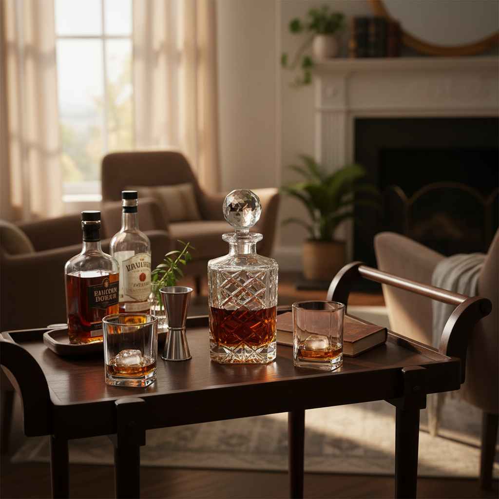Bohemia Crystal Spirit Decanter Diamond shape with intricate cut glass design for elegant liquor storage and serving.