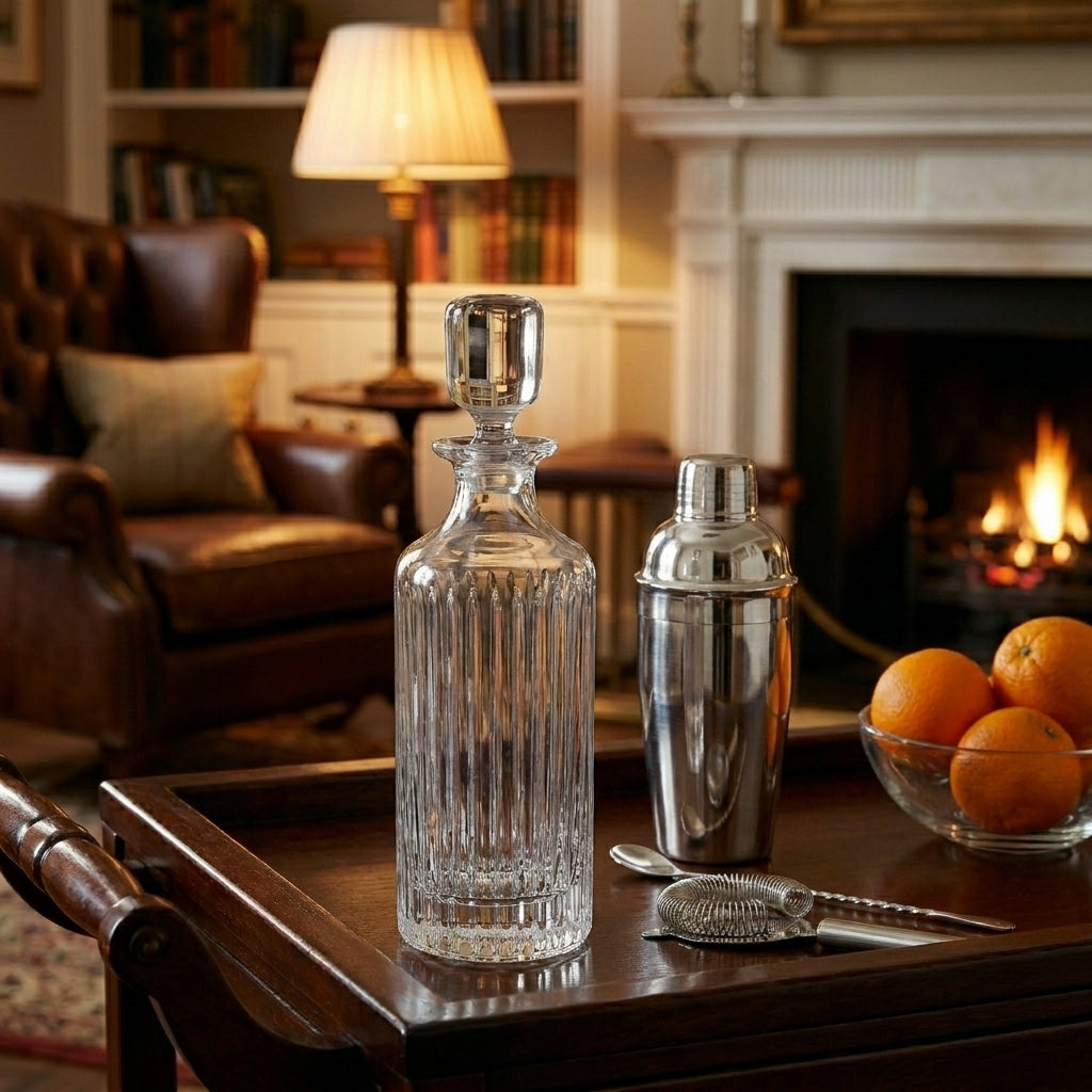 Bohemia Crystal Whisky Decanter Skyline with intricate crystal design and stopper, elegant for serving whisky in style