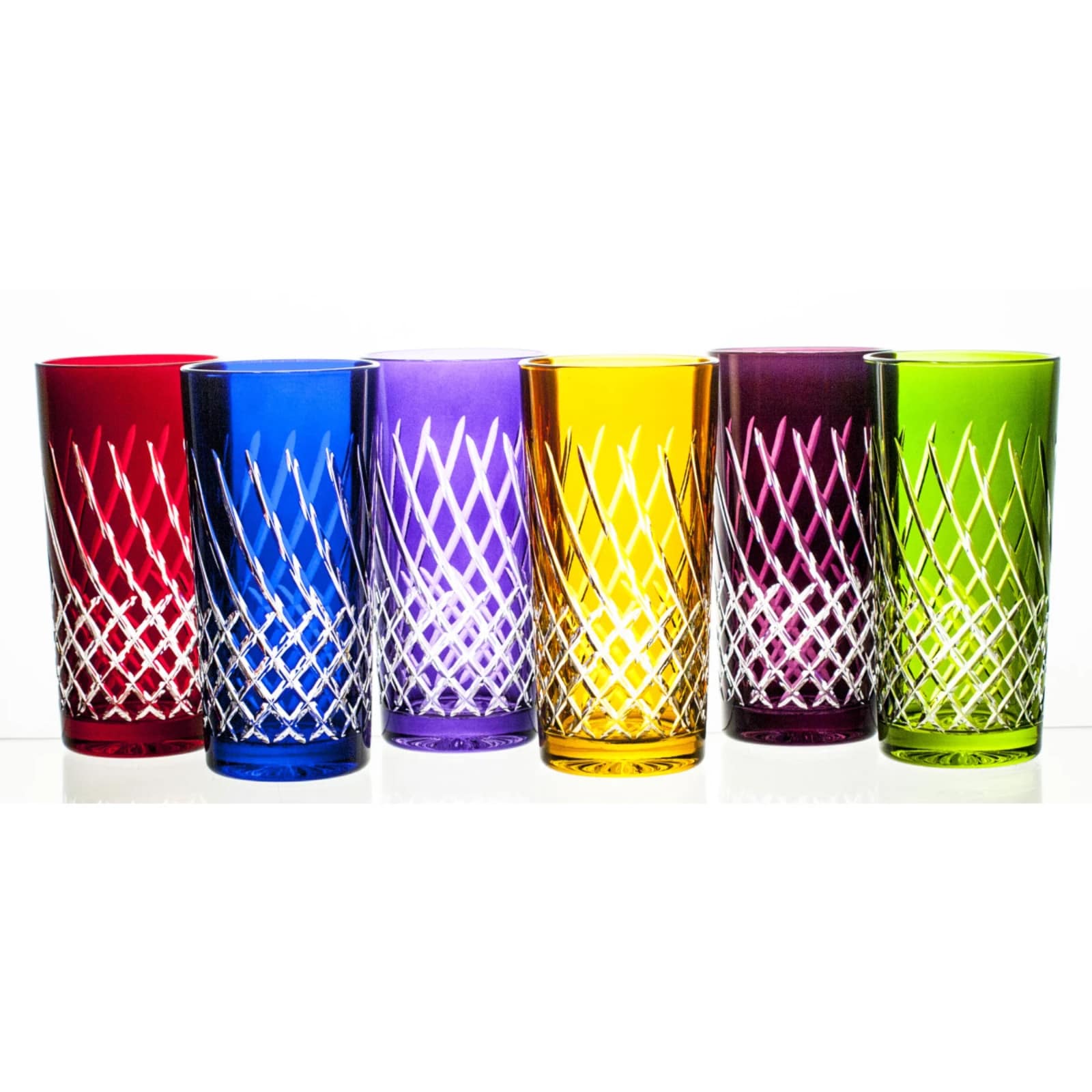 Blue Kolglass Julia highball glass with 350ml capacity, featuring a sleek design for elegant beverages.