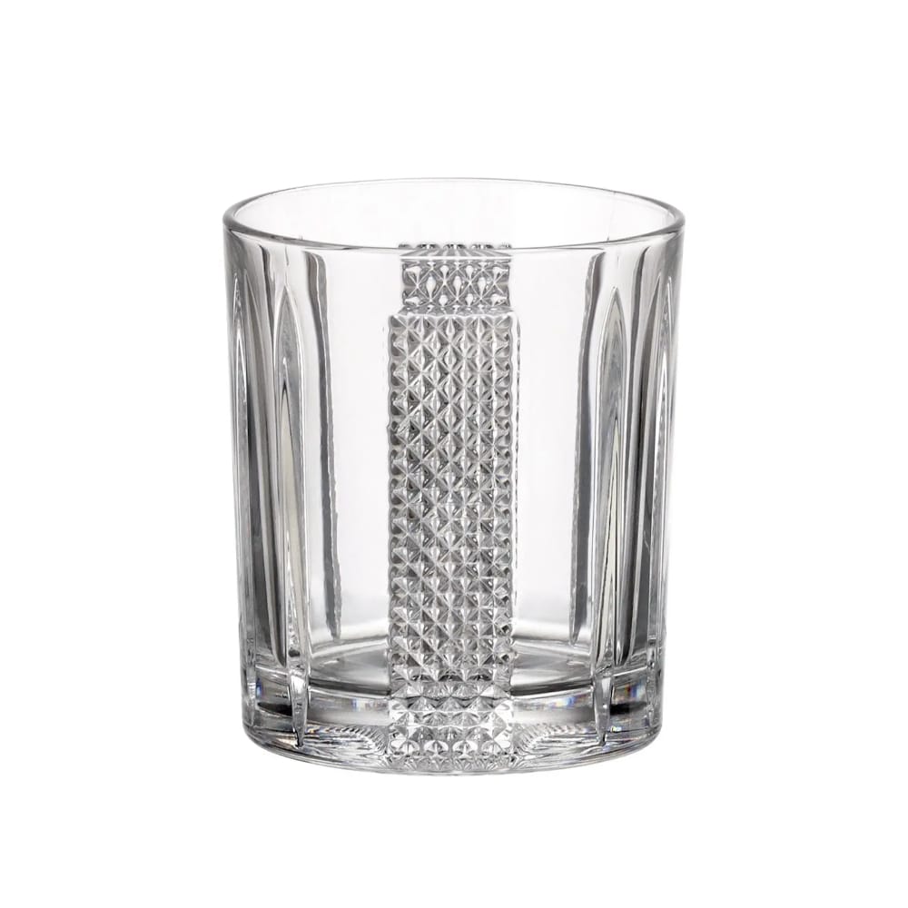 Set of six Bohemia Crystal whisky tumblers with chokers, 320ml capacity, featuring elegant cut glass design.