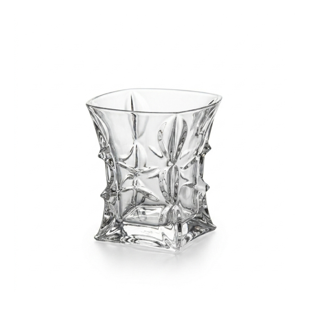 Set of six Bohemia Crystal Whisky Tumblers, 240ml, with elegant design, perfect for enjoying whiskey and spirits.