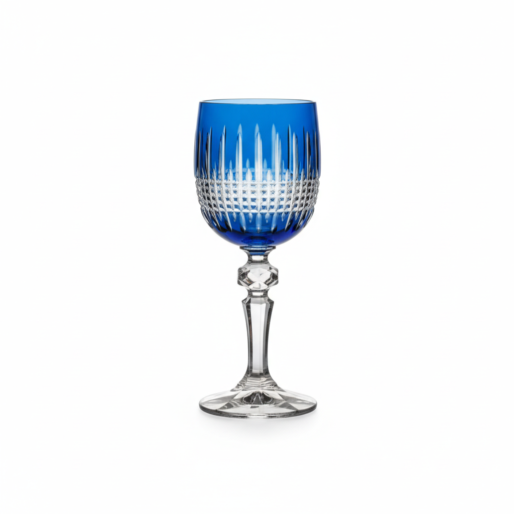 Blue Kolglass Julia wine glass with 170ml capacity, featuring a sleek design and clear glass for elegant wine serving.