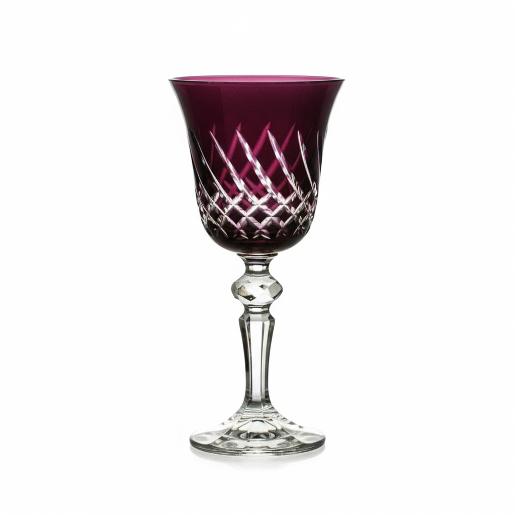 Kolglass Julia wine glass with dark purple color, 170ml capacity, featuring a sleek design and elegant shape.
