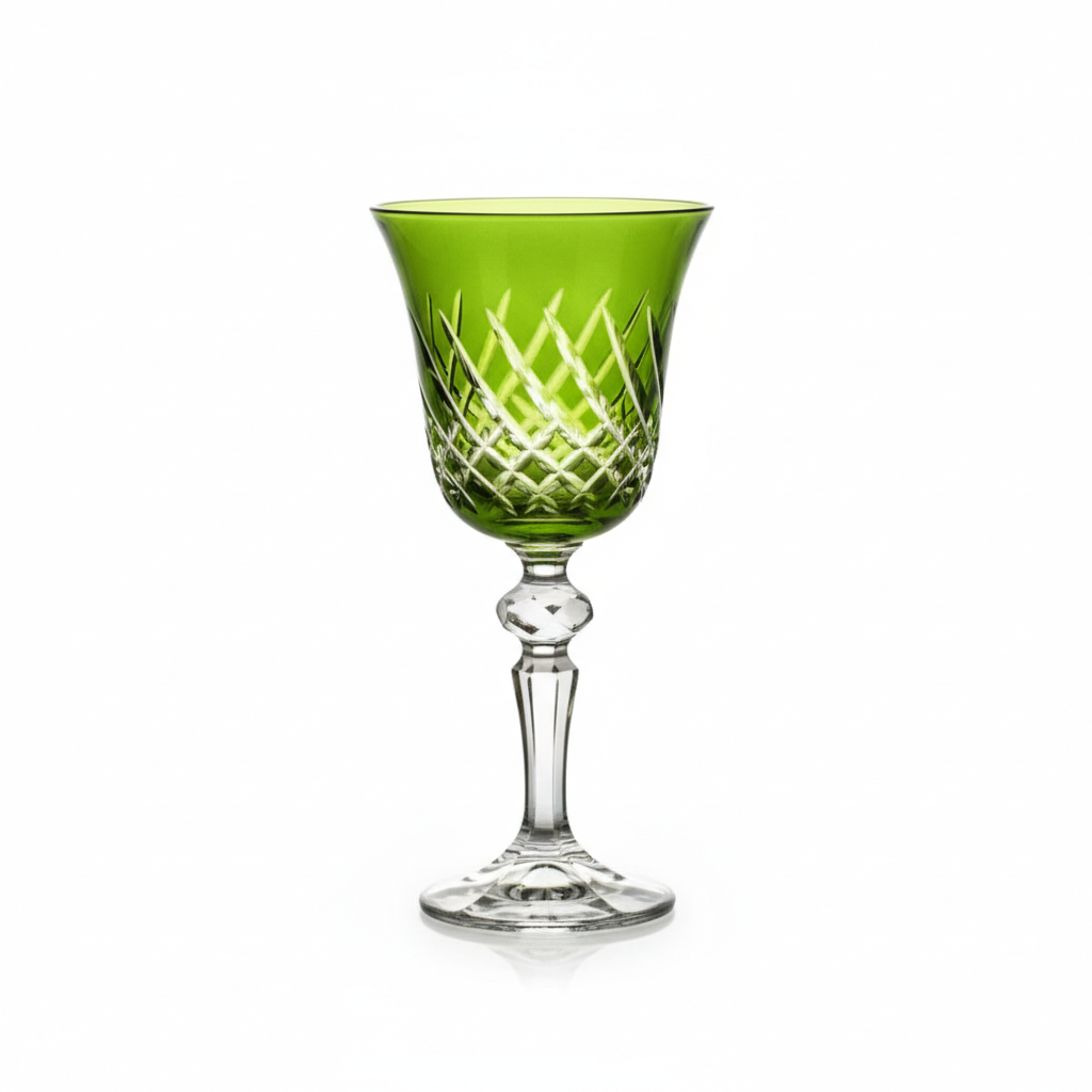 Green Kolglass Julia wine glass with a 170ml capacity, featuring a sleek design for enjoying wine.