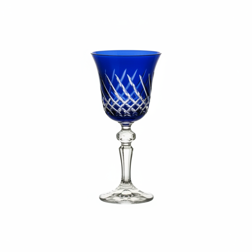Blue Kolglass Julia wine glass with 170ml capacity, featuring a sleek design and clear glass for elegant wine serving.