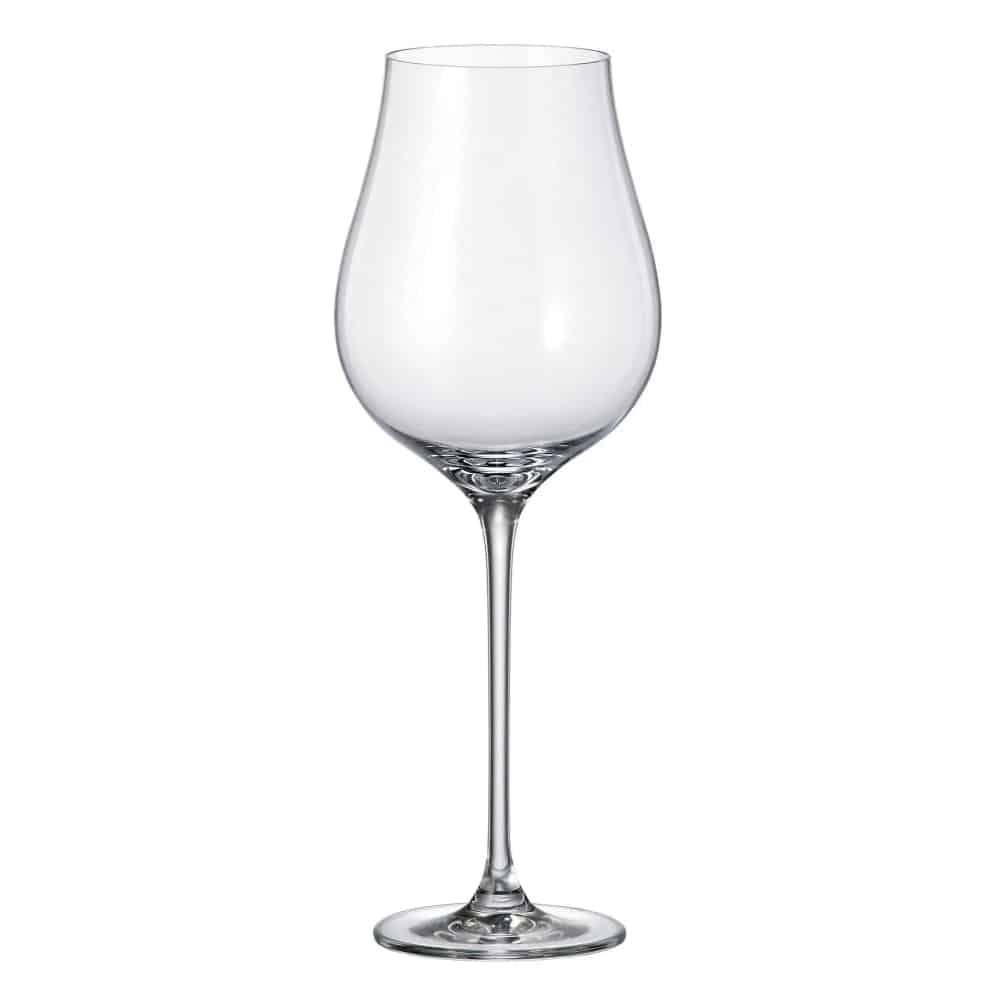 Set of six Bohemia Crystal Bohemia White Wine Limosa glasses, 400ml each, with elegant clear glass design.