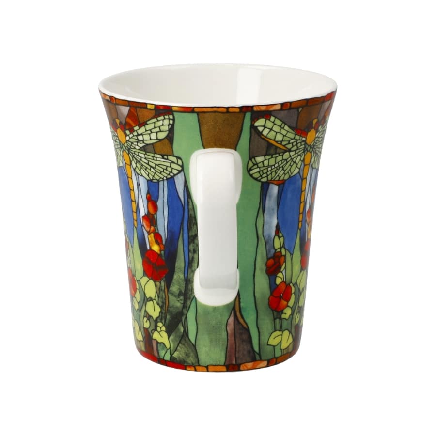 Goebel Dragonfly Tiffany mug with detailed dragonfly and Tiffany-inspired design, ceramic material, decorative and functional.