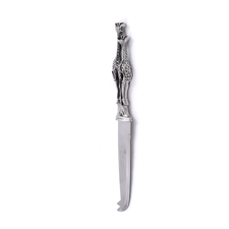 Earth Angel Giraffe Booty Cheese Knife featuring a giraffe-shaped handle and a sharp cheese cutting blade.