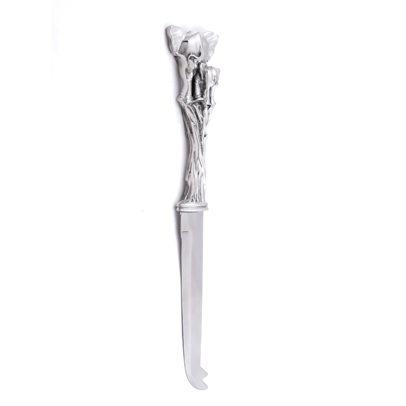 Earth Angel Ele Booty Cheese knife with decorative handle and stainless steel blade, designed for cheese serving and slicing.