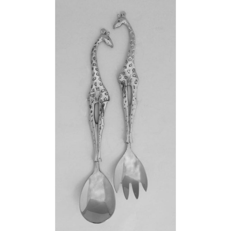 Earth Angel small giraffe-shaped salad servers made of durable material, featuring detailed giraffe design for serving salads.
