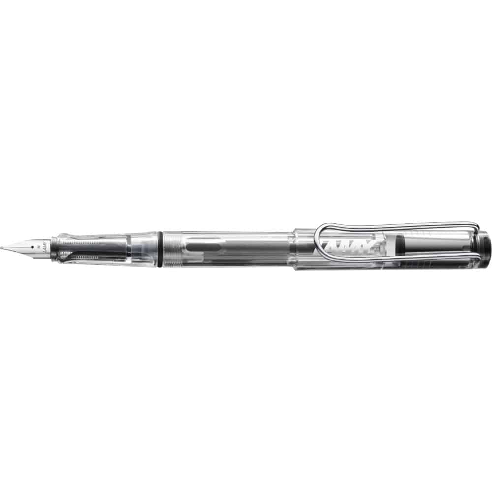 Lamy Safari fountain pen with a blue plastic body and stainless steel nib, ideal for everyday writing.