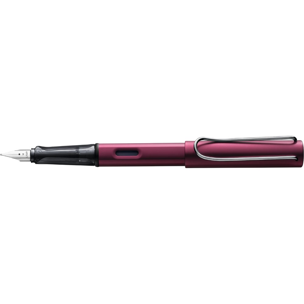 Lamy AL-star fountain pen with aluminum body and silver clip, displayed on a white background.
