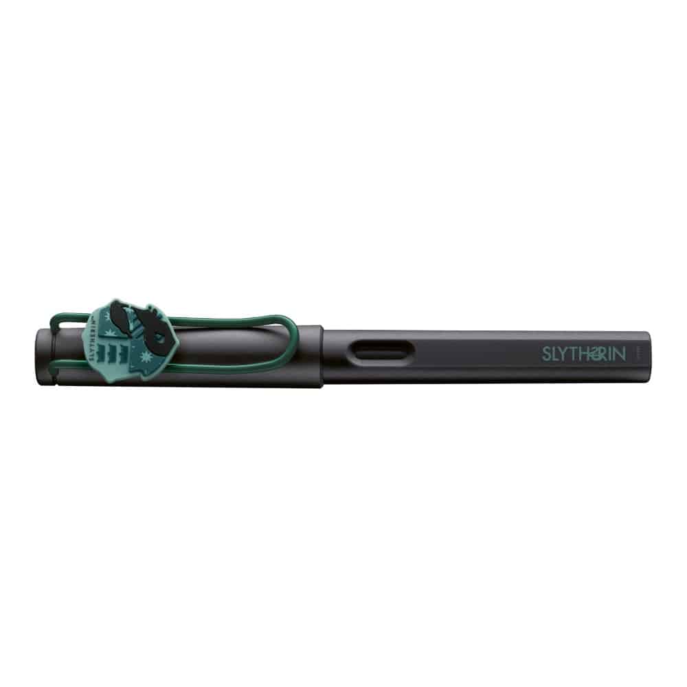 Lamy x Harry Potter Slytherin Special Edition Safari fountain pen with green accents and Harry Potter-themed design.
