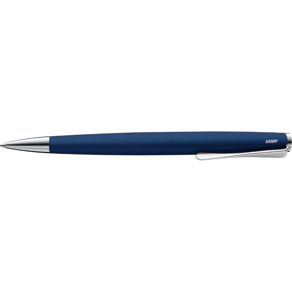 Lamy Studio ballpoint pen with sleek metal body and black ink, featuring modern design and ergonomic grip.
