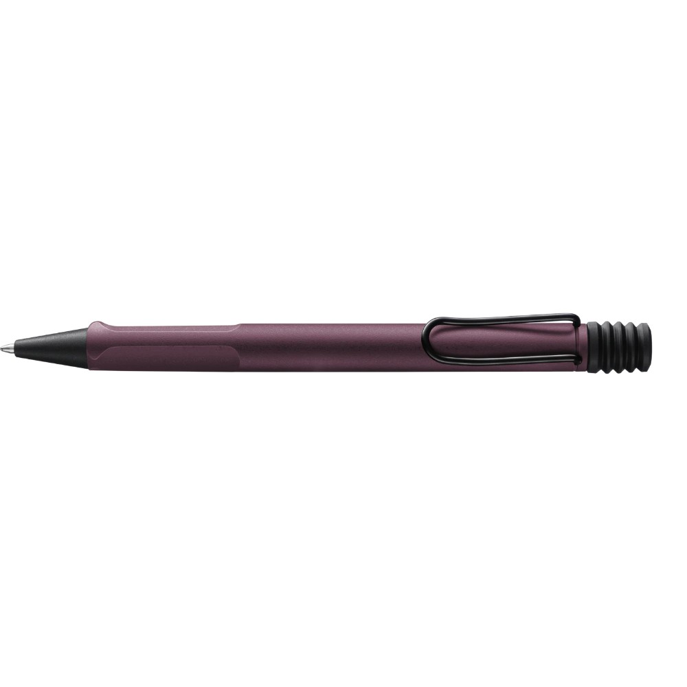 Lamy Safari ballpoint pen with green plastic body and silver clip, designed for comfortable writing.