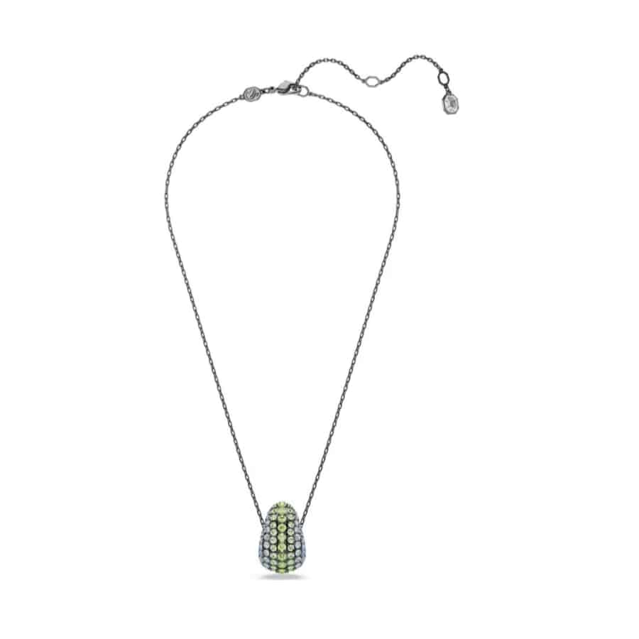 Swarovski Sublima pendant with multicolored round cut crystals and ruthenium plating, elegant jewelry accessory.