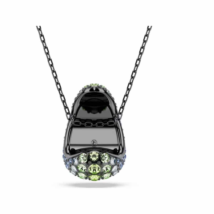 Swarovski Sublima pendant with multicolored round cut crystals and ruthenium plating, showcasing elegant jewelry design.