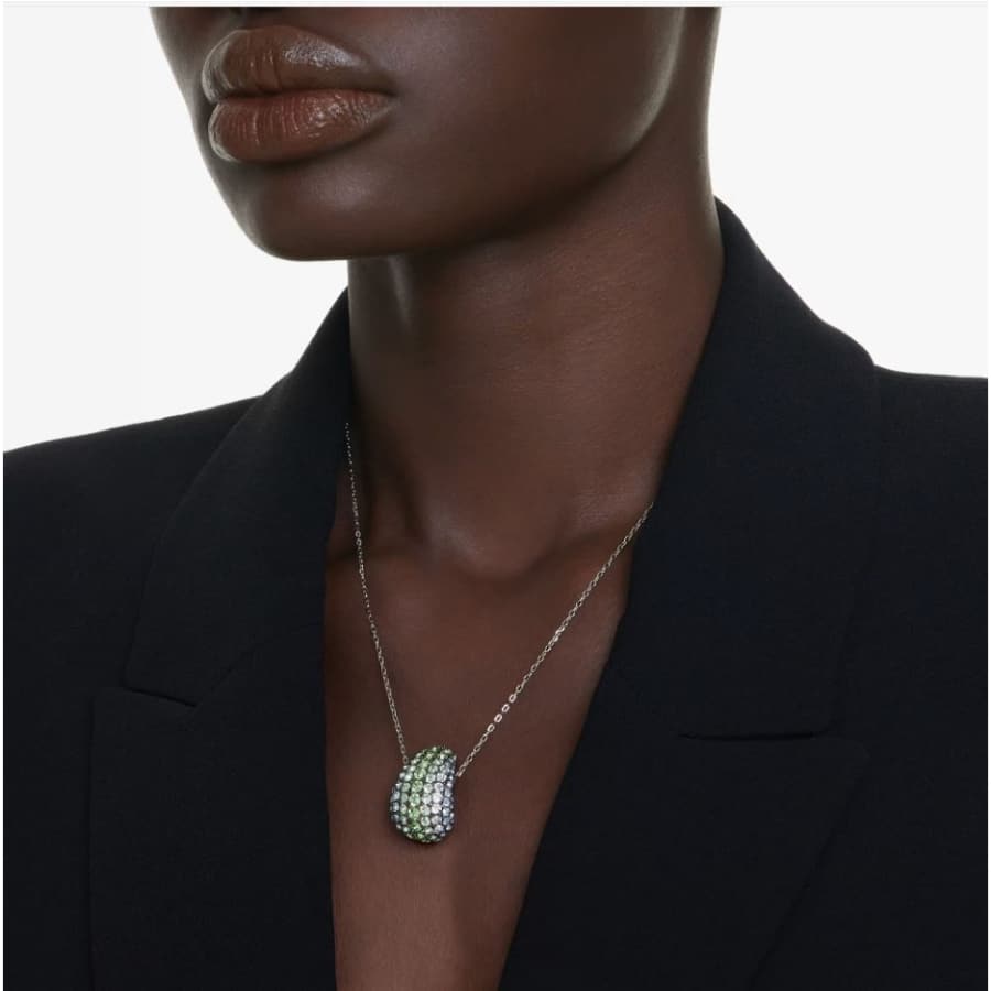 Swarovski Sublima pendant with round multicolored crystals and ruthenium plating, showcasing elegant jewelry design.