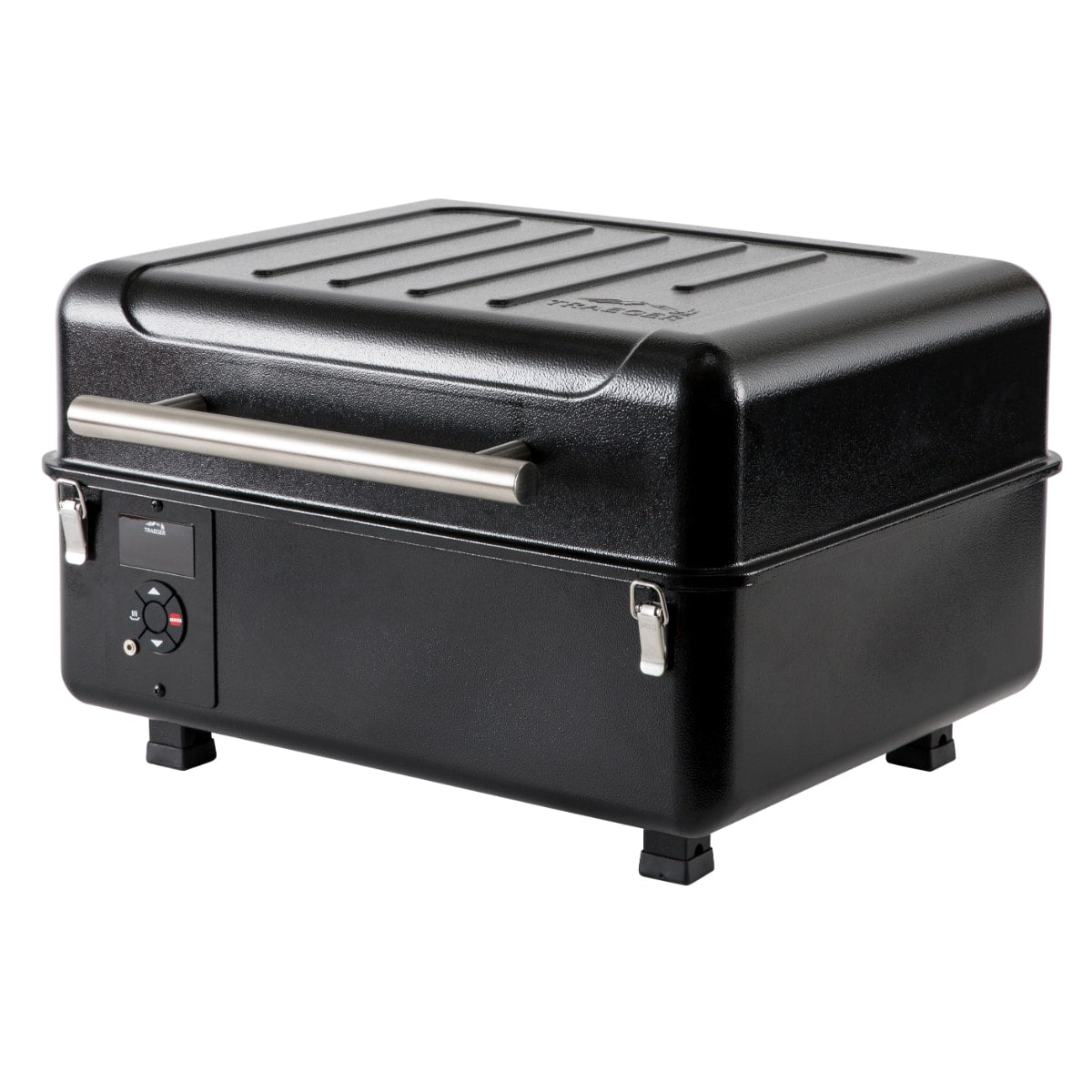 Traeger Ranger wood pellet grill with digital control panel and compact design, ideal for outdoor cooking and grilling.
