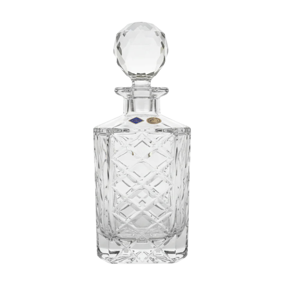 Bohemia Crystal Spirit Decanter Diamond with intricate cut glass design, elegant and clear for storing spirits or liquor