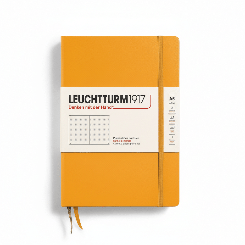 Leuchtturm1917 medium hardcover dotted notebook with 251 numbered pages, suitable for writing and note-taking.