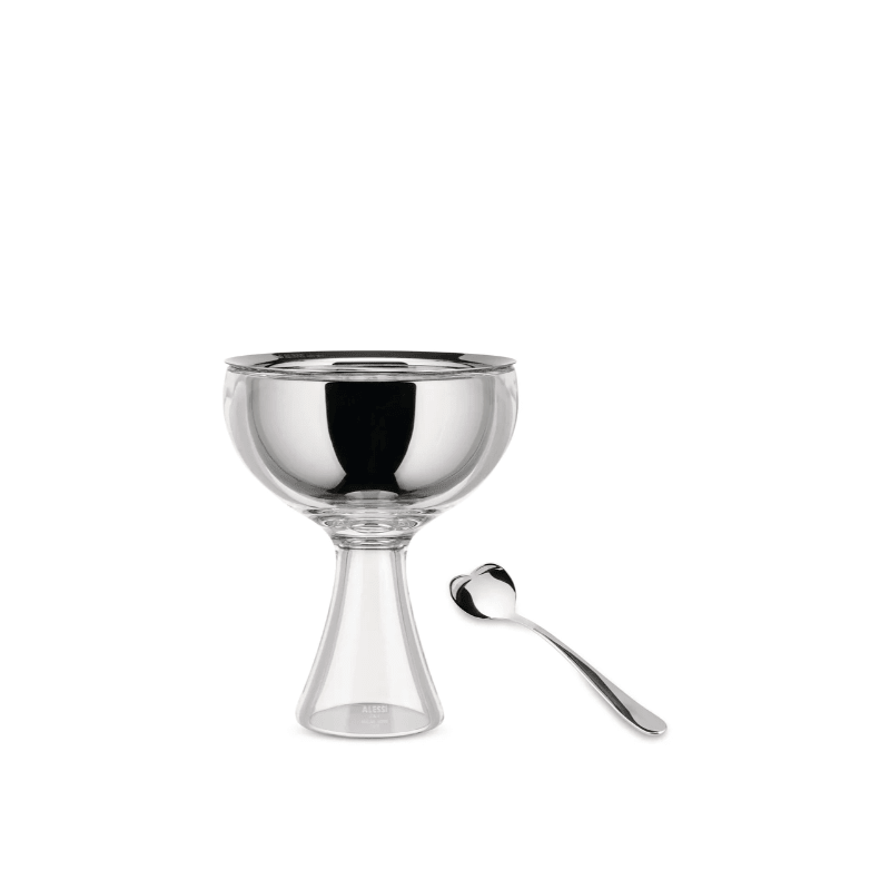 Aless Ice Cream Bowl & Spoon Big Love Stainless Steel -Alessi
