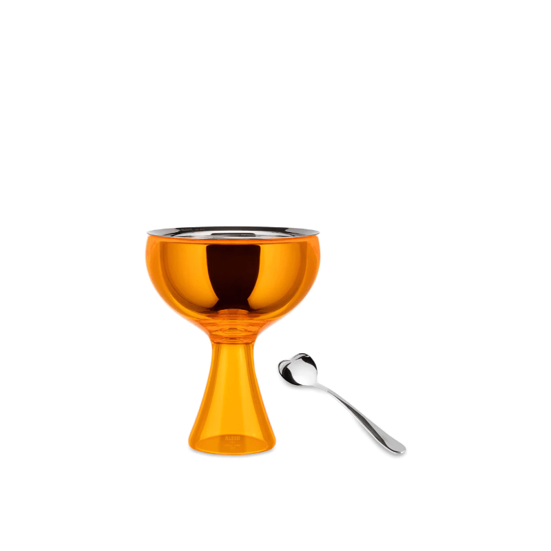Alessi Ice Cream Bowl & Spoon Big Love Orange -Alessi