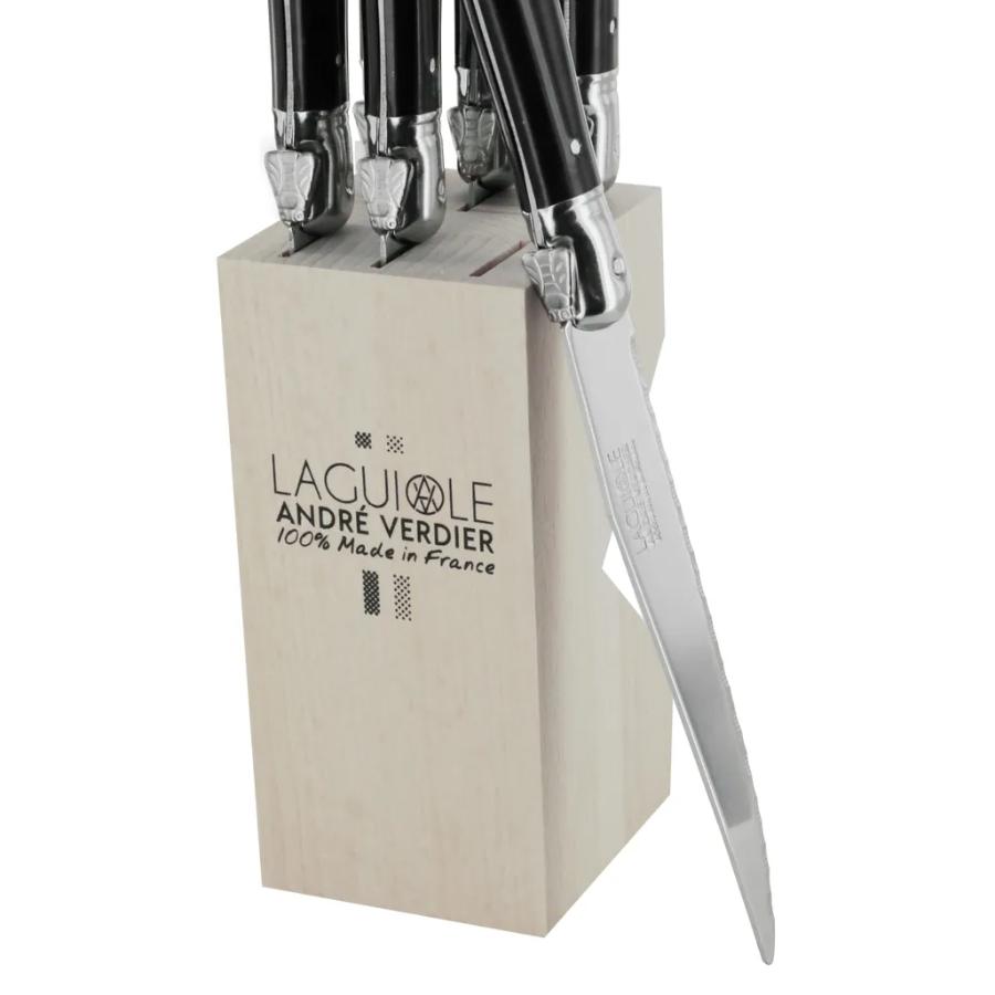 Andre Verdier Steak Knife Set with Wooden Stand, Set of 6 – Black -Verdier