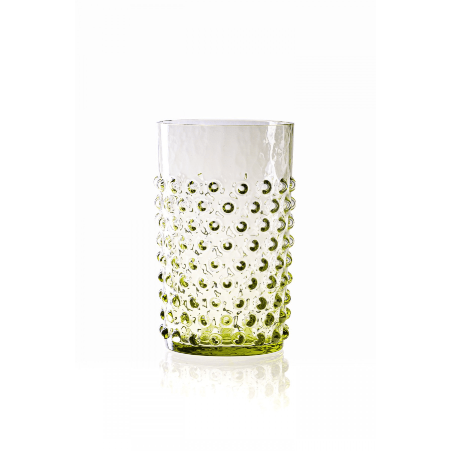 Anna Von Lipa Hobnail Glass Olivegreen Set of 2 -Spilhaus
