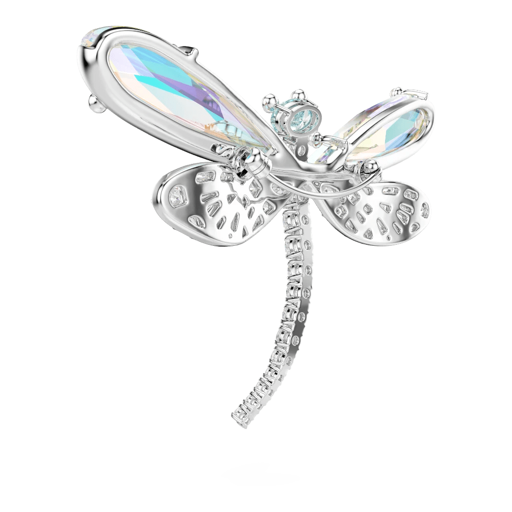 Ariana Grande x Swarovski brooch and hair accessory, Mixed cuts, Dragonfly, Green, Rhodium plated -Swarovski