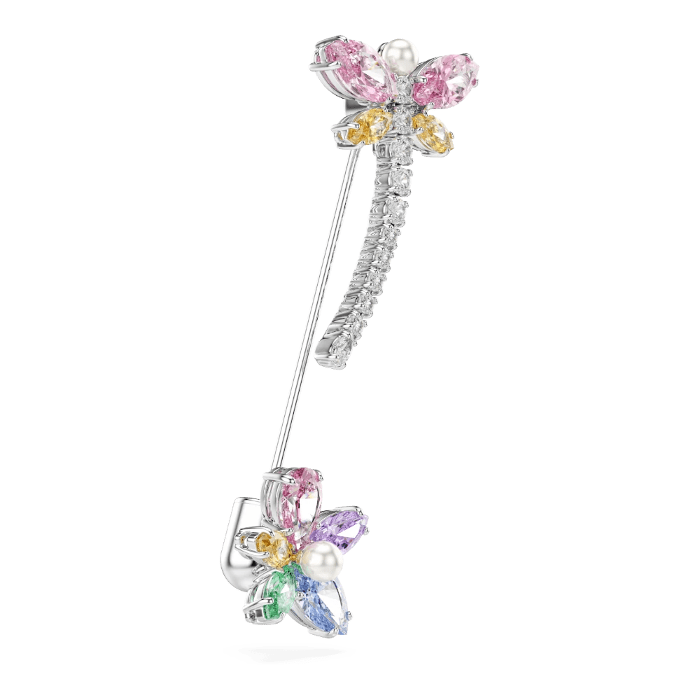 Ariana Grande x Swarovski brooch, Mixed cuts, Dragonfly, Multicolored, Rhodium plated -Swarovski