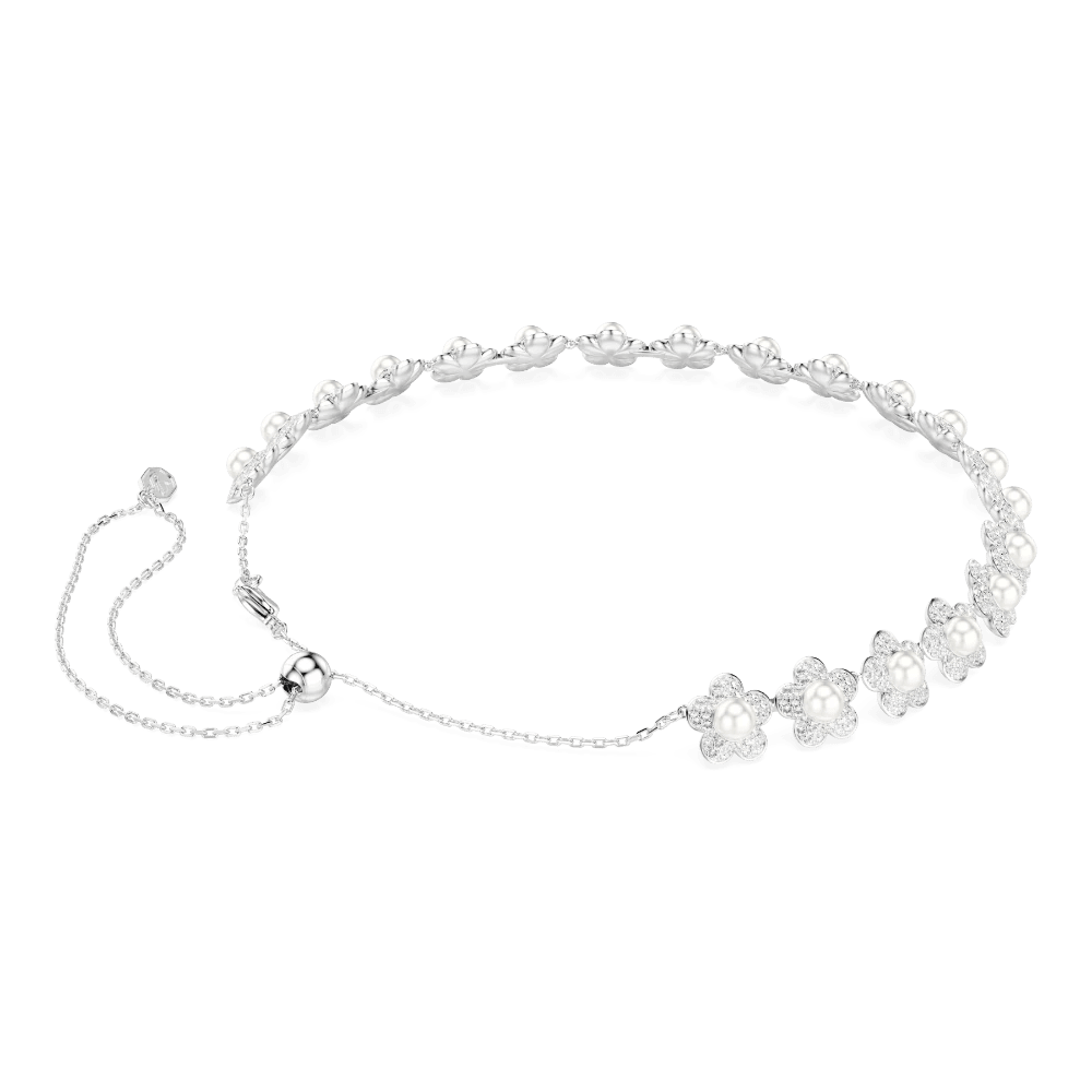 Ariana Grande x Swarovski choker, Crystal pearl, Round cut, White, Rhodium plated , Capital collection -Swarovski