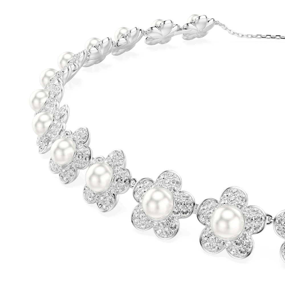 Ariana Grande x Swarovski choker, Crystal pearl, Round cut, White, Rhodium plated , Capital collection -Swarovski