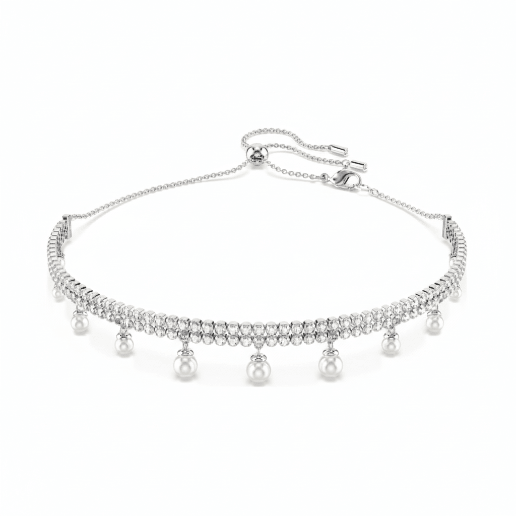 Ariana Grande x Swarovski Choker, Crystal Pearl, White, Rhodium Plated -Swarovski