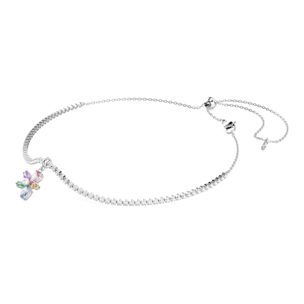 Ariana Grande x Swarovski choker, Mixed cuts, Flower, Multicolored, Rhodium plated -Swarovski