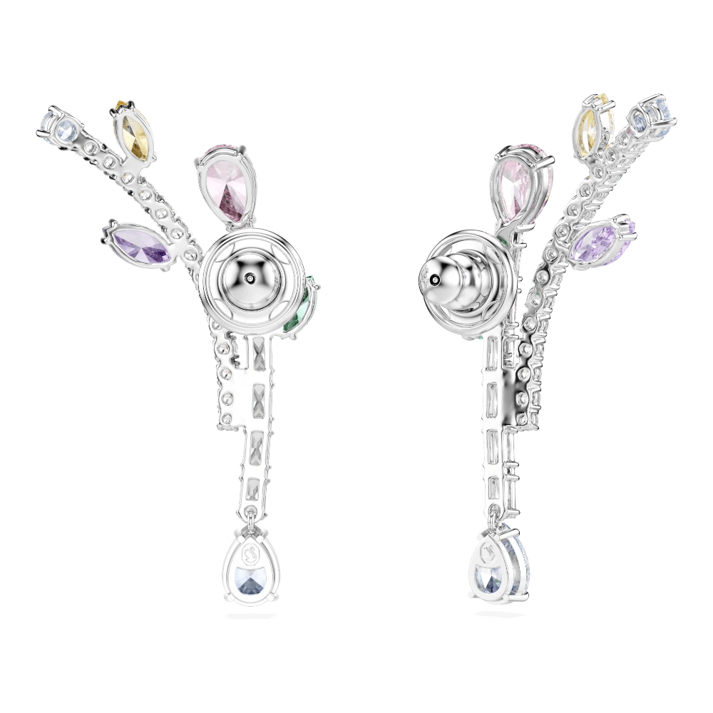 Ariana Grande x Swarovski drop earrings, Mixed cuts, Multicolored, Rhodium plated -Swarovski