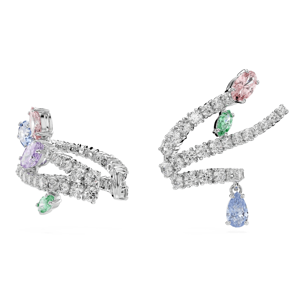 Ariana Grande x Swarovski ear cuffs, Mixed cuts, Multicolored, Rhodium plated -Swarovski